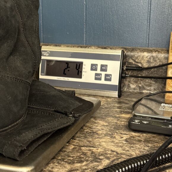 Naughty Monkey Black Leather Over the Knee Hidden Wedge Zip Boots Women Size 7.5 - Picture 11 of 11